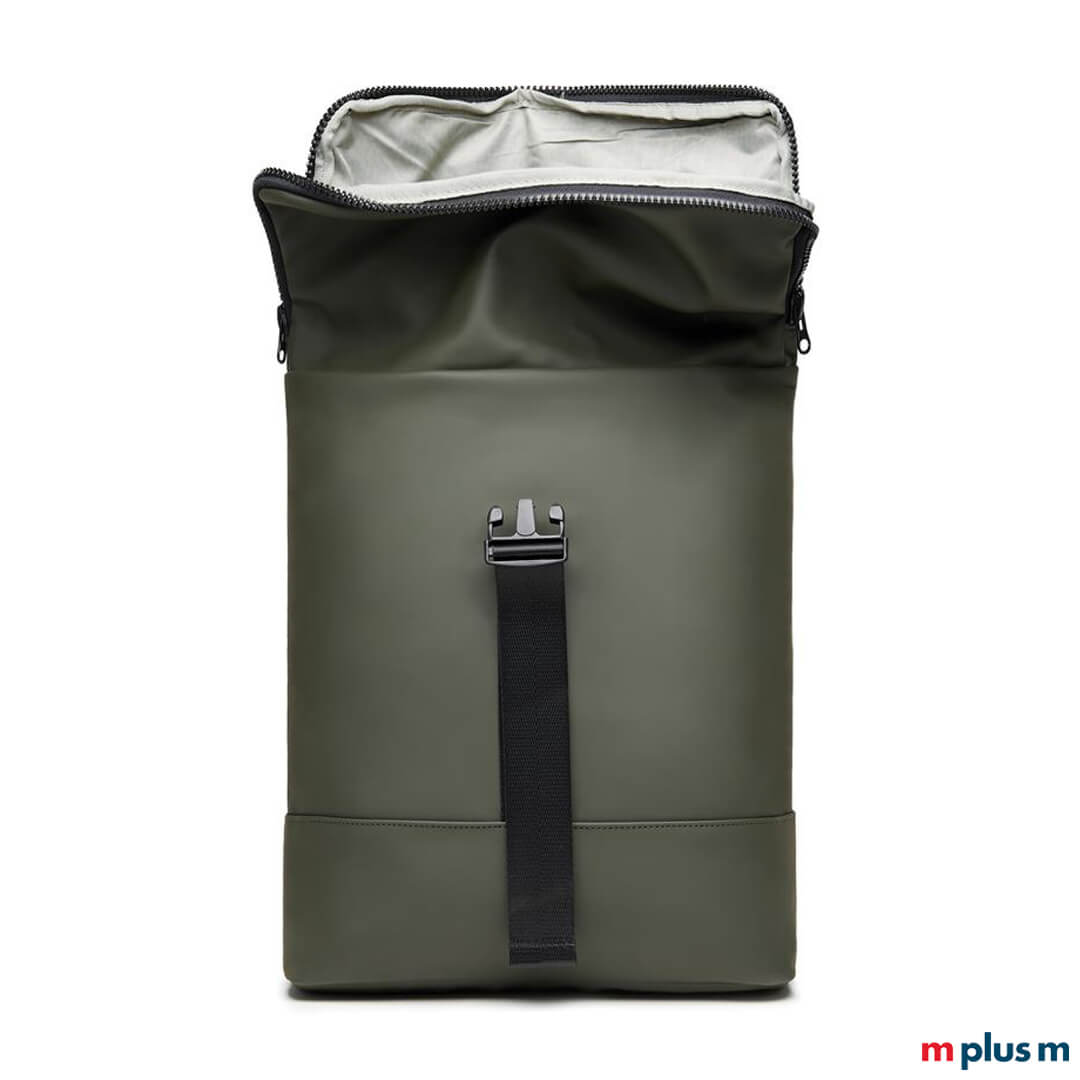 Rucksack-mit-Laptopfach-an-Gepaecktraeger-montieren-aus-recycling-Material-zum-verschenken-als-Werbemittel Baltimore Rucksack mit großem geräumigem Hauptfach. Rucksack für unterwegs an Fahrrad Gepäckträger befestigen