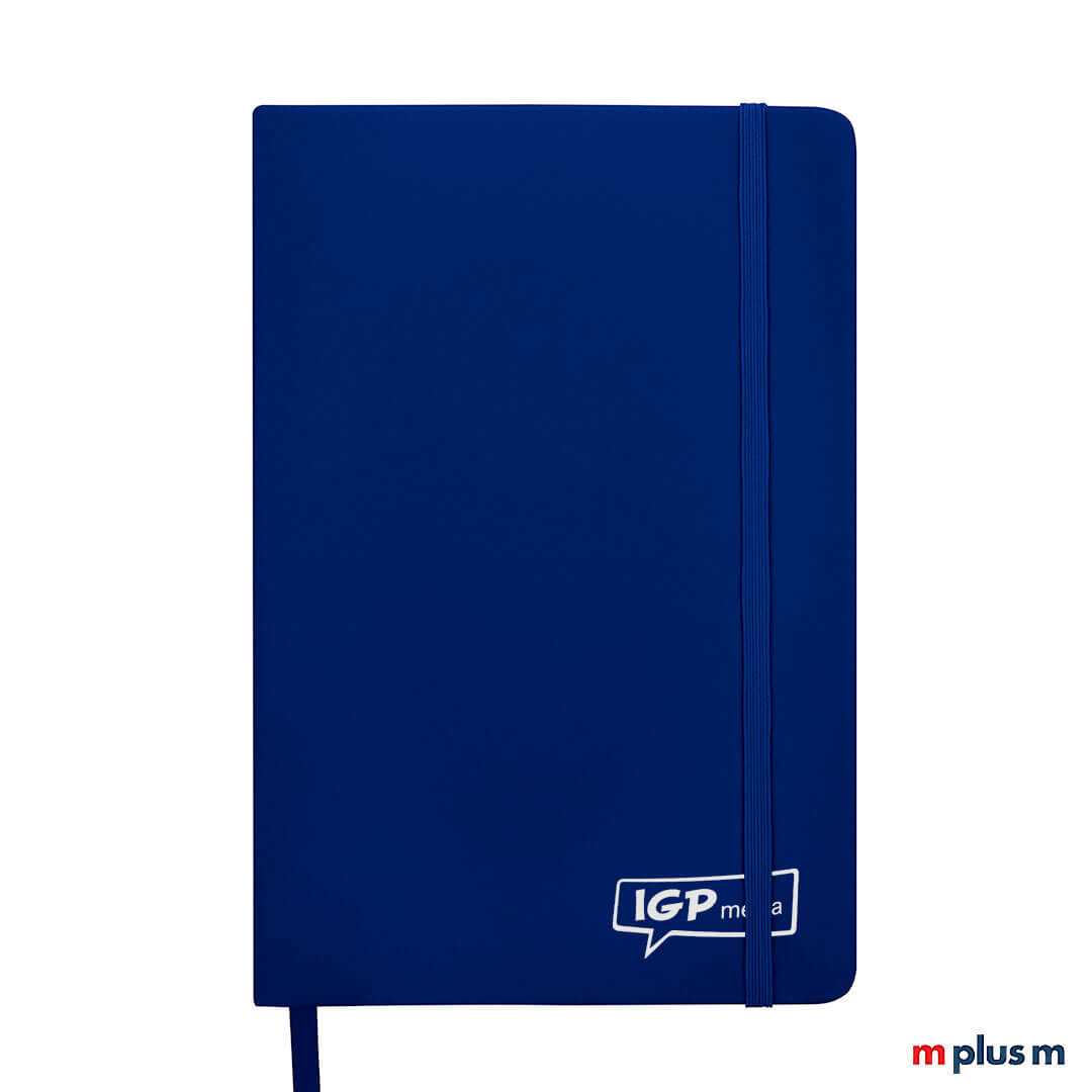Inspiration Notizbuch gepunktet Blau Preiswertes Inspiration Notizbuch in Navy-Blau mit Logo Druck