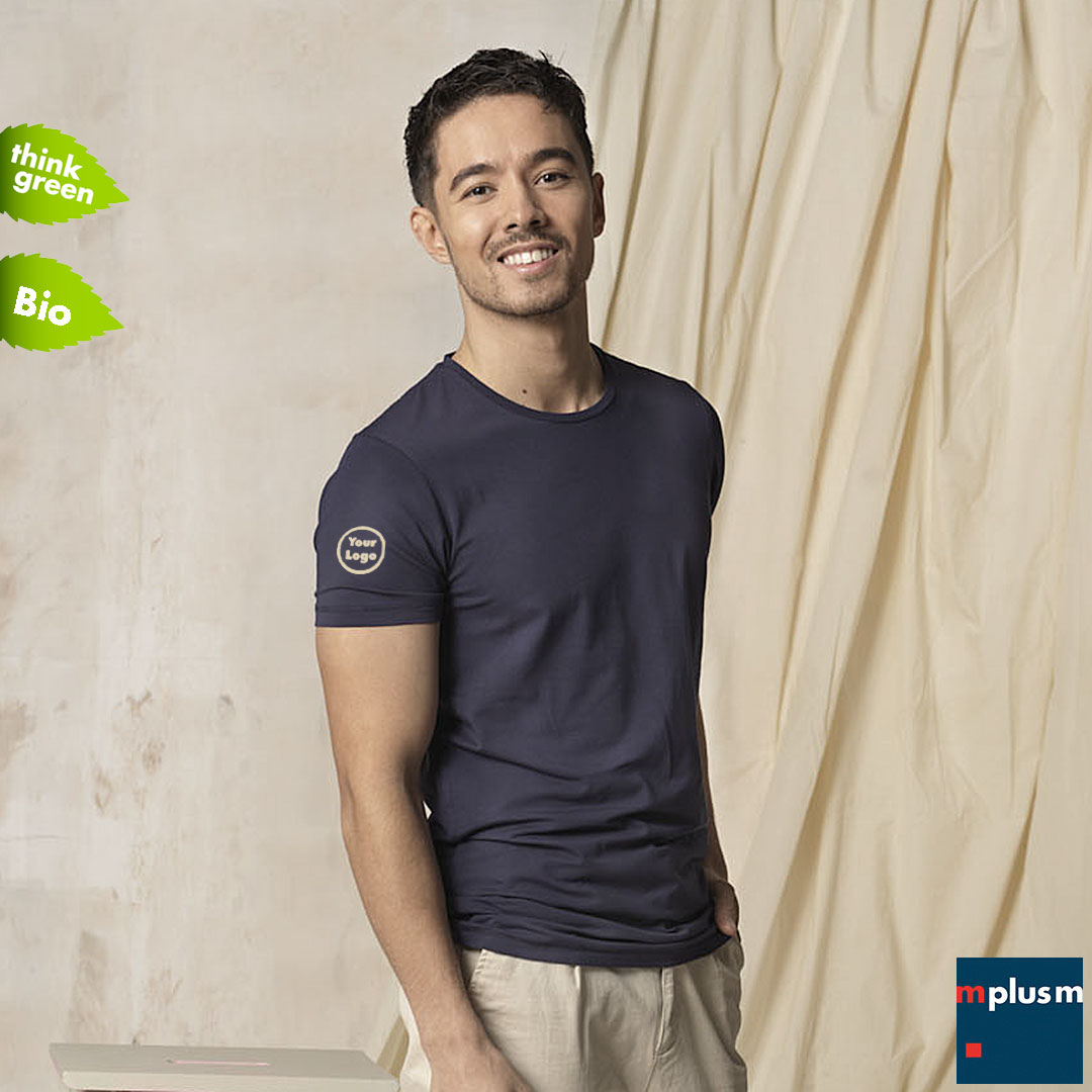 Nachhaltiges T Shirt aus Bio Baumwolle und Elastan: In 8 Farben und 7 Größen mit Logo Druck als Werbeartikel oder Team Ausstattung