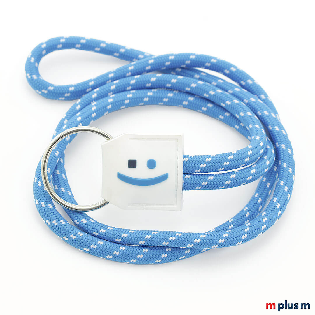 Schönes Kordel Schlüsselband Nautic Rubber Lanyard in hellblau mit Logo bedrucken Schönes Kordel Schlüsselband Nautic Rubber Lanyard in hellblau mit Logo bedrucken