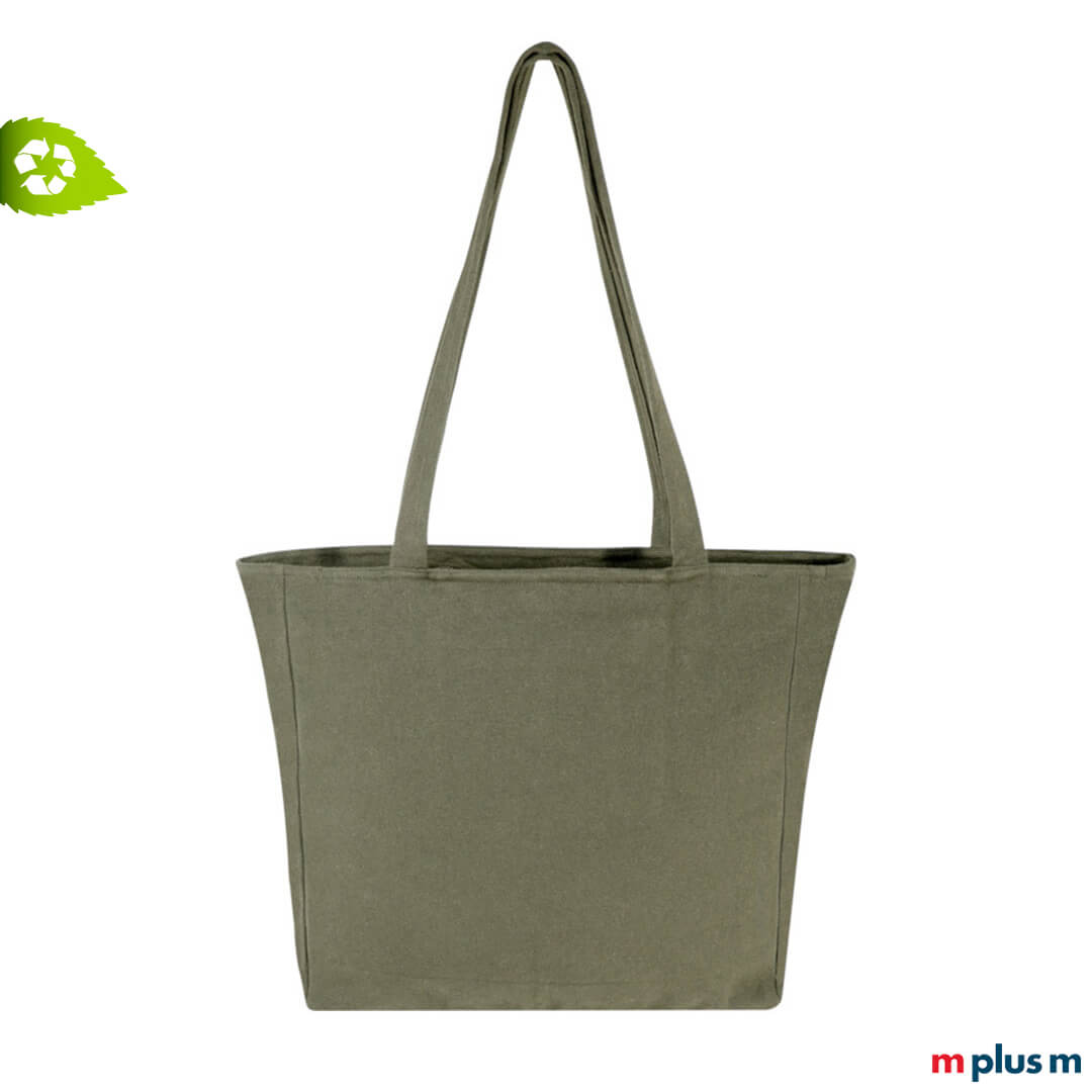 Große Recycling ♻️ Stofftasche Frida in Farbe Oliv Grün als Werbetasche Große Recycling ♻️ Stofftasche Frida in Farbe Oliv Grün als Werbetasche mit Logo Druck