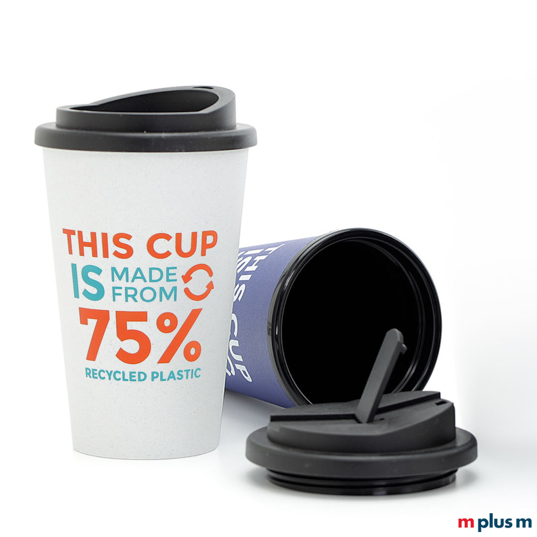 Umweltfreundlicher Kaffeebecher aus Europa mit 75% Recycling-Anteil, individuelle Farbauswahl