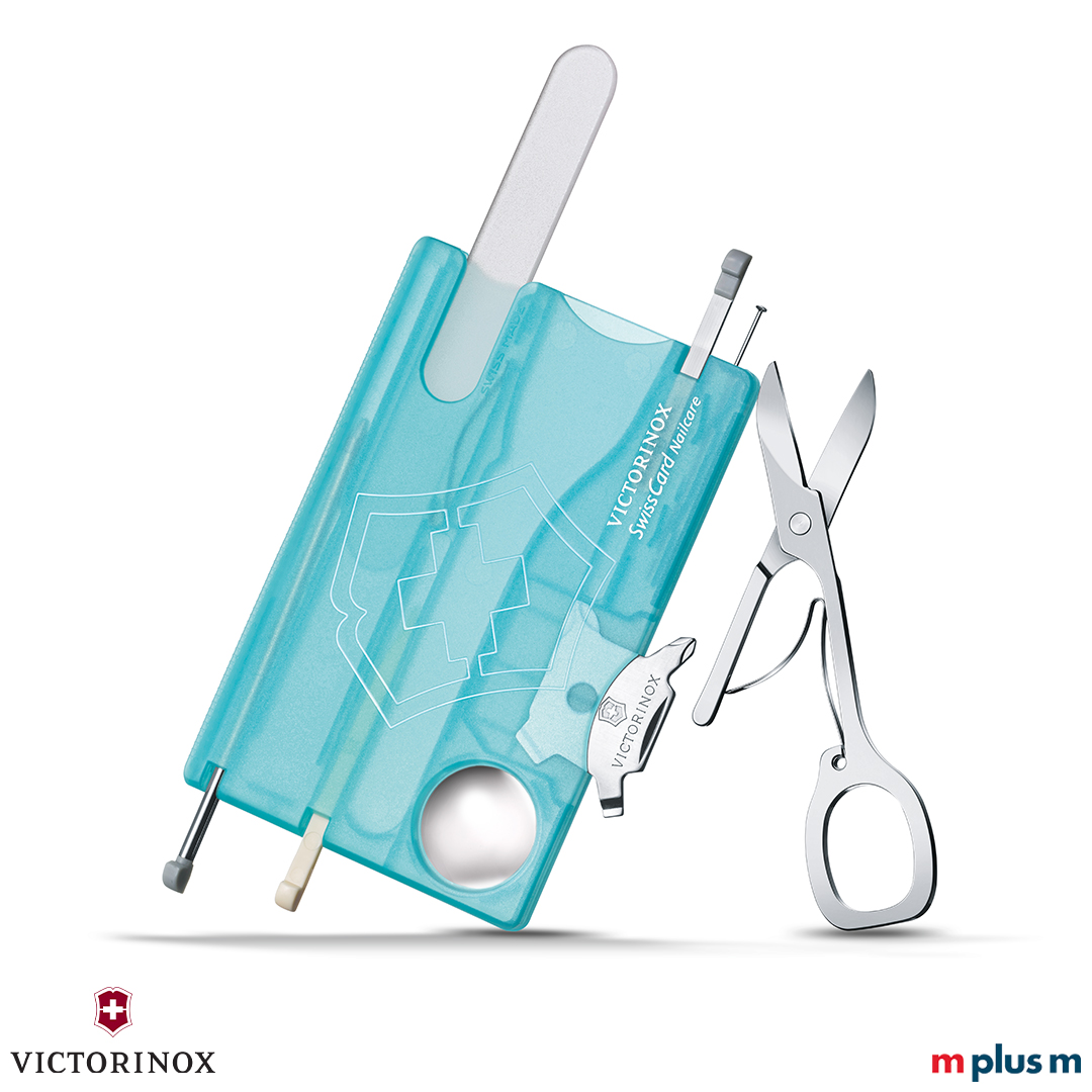 Victorinox Swiss Card Nail Care in Transparent Eisblau mit 13 Funktionen