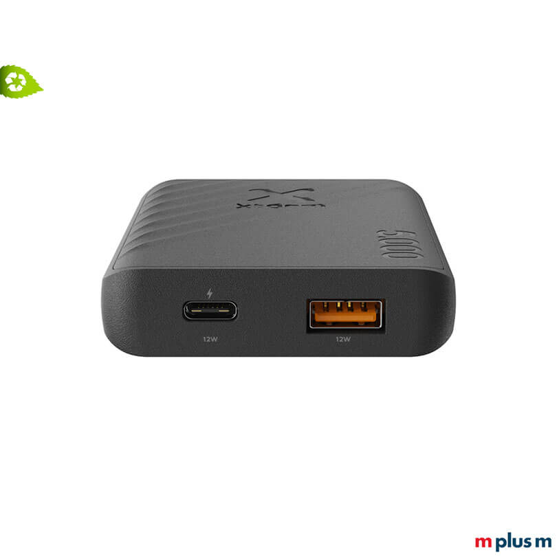 Nahaufnahme der Xtorm XG205 Powerbank Gehäuse aus 100% Recycling Kunststoff mit Lasergravur