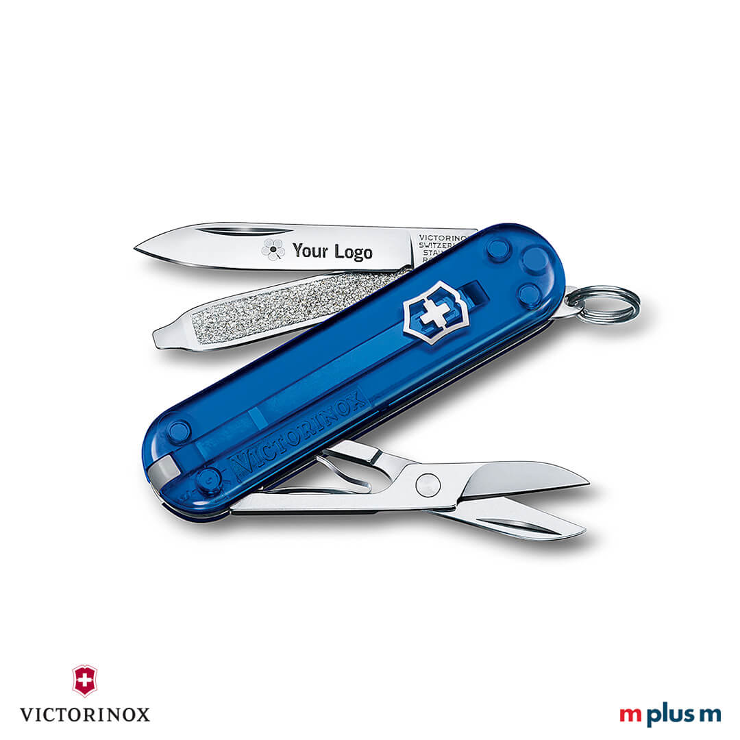 Victorinox Classic SD Colors Transparent in der Farbe ausgeklappt Victorinix Classic Colors SD in Transparent Blau