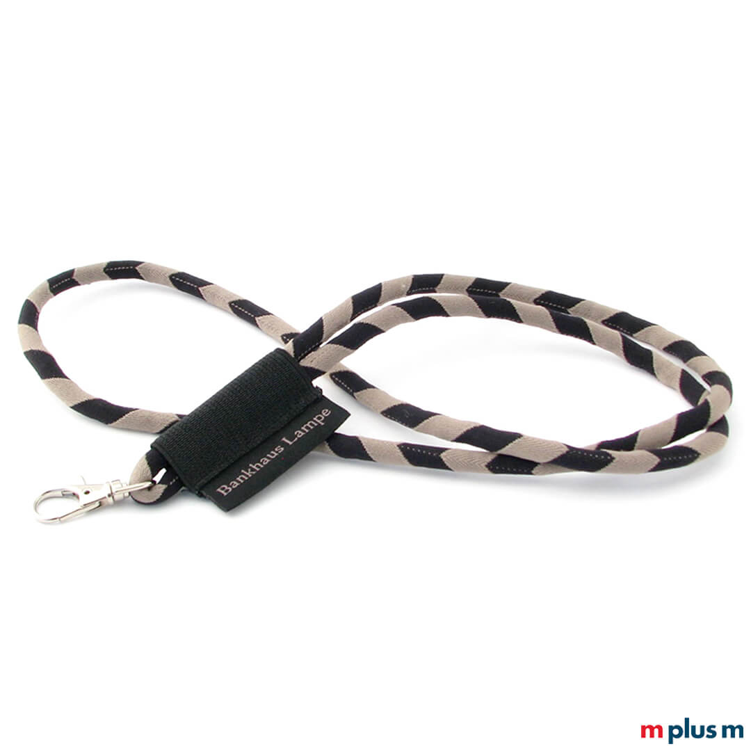 Tube Flag Lanyard braun beige Giveaway Werbeartikel Sonderanfertigung: braunes Kordel Lanyard individuell produziert