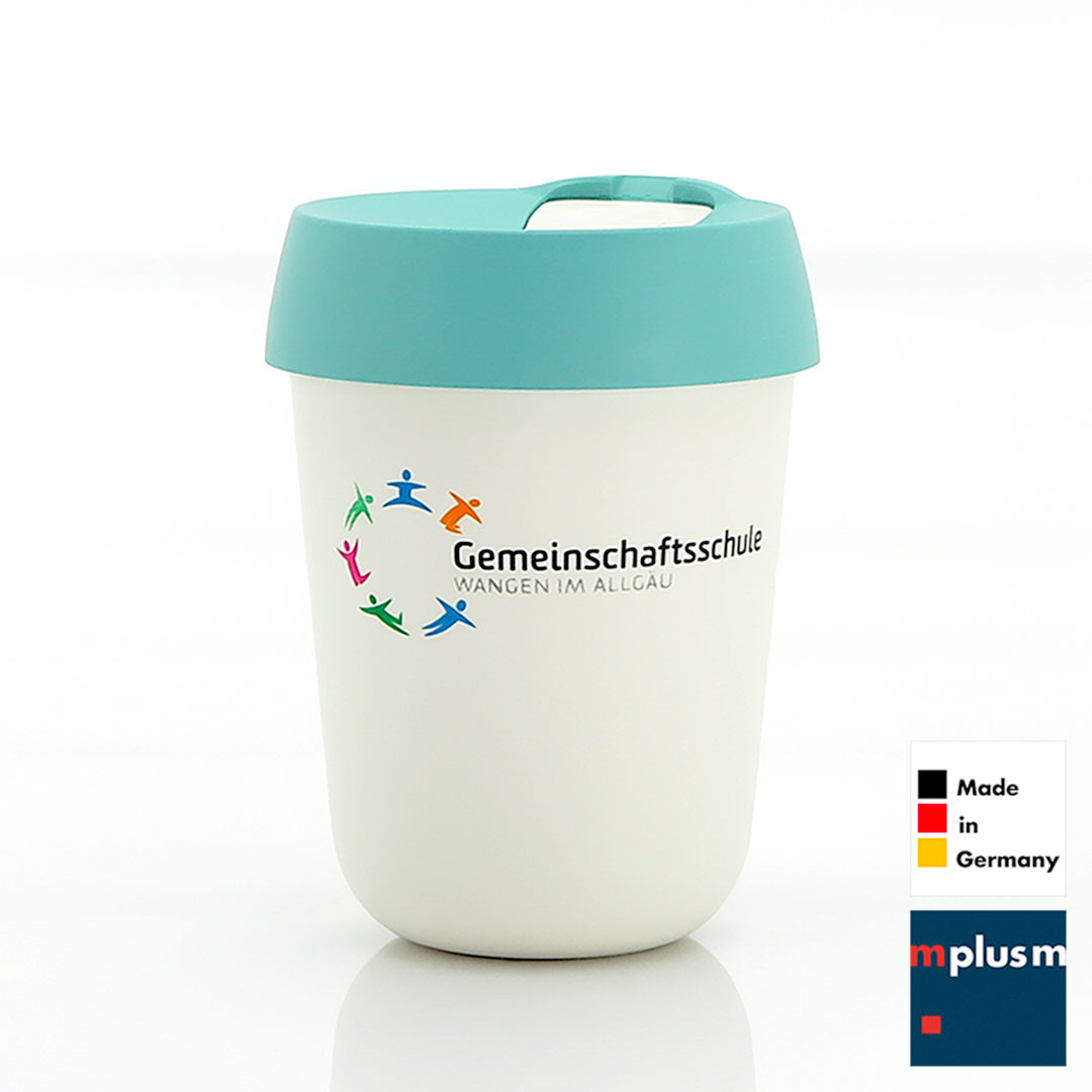 Coffee To Go Mehrwegbecher aus Deutschland mit mehrfarbigem Logo