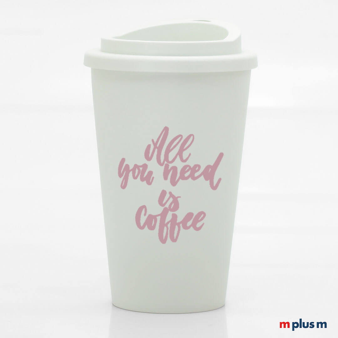 Nachhaltiger Nature Coffee Shop Thermobecher aus Europa mit 25 % biobasiertem Kunststoff, doppelwandig isoliert und spülmaschinengeeignet für Kaffee-to-go