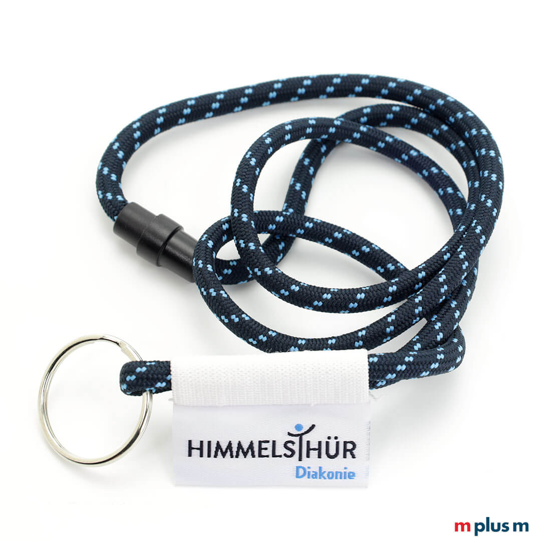 Nautic Flag Kordel Lanyard mit Logo bedrucken Blaues Kordel Schlüsselband in Sonderanfertigung mit gewebtem Logo als Give Away