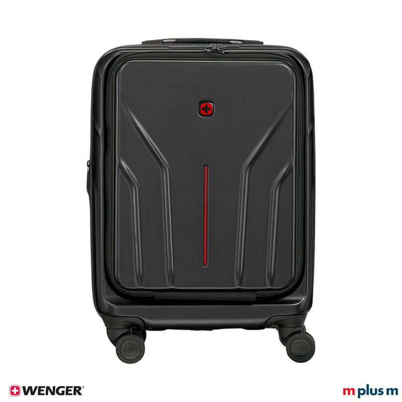 Schwarzer Wenger Amplix Carry-On Handgepäckkoffer mit USB-Anschluss und Travel Sentry® Zahlenschloss, funktional und sicher mit Logo bedrucken Schwarzer Wenger Amplix Carry-On Handgepäckkoffer mit USB-Anschluss und Travel Sentry® Zahlenschloss, funktional und sicher mit Logo bedrucken