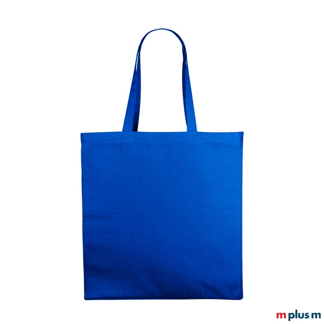 Blaue Jute-Tasche mit Ihrem Logo bedrucken
